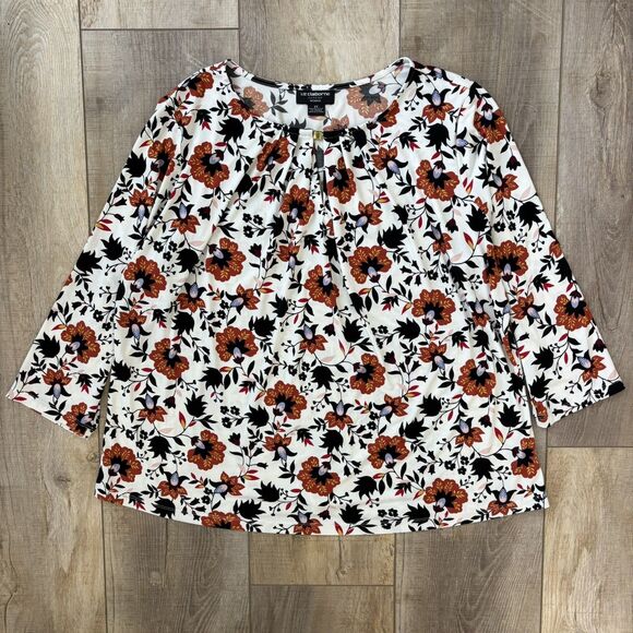 Liz Claiborne Career Womens Floral Blouse Size 2X Stretch Lightweight Office - Picture 5 of 10